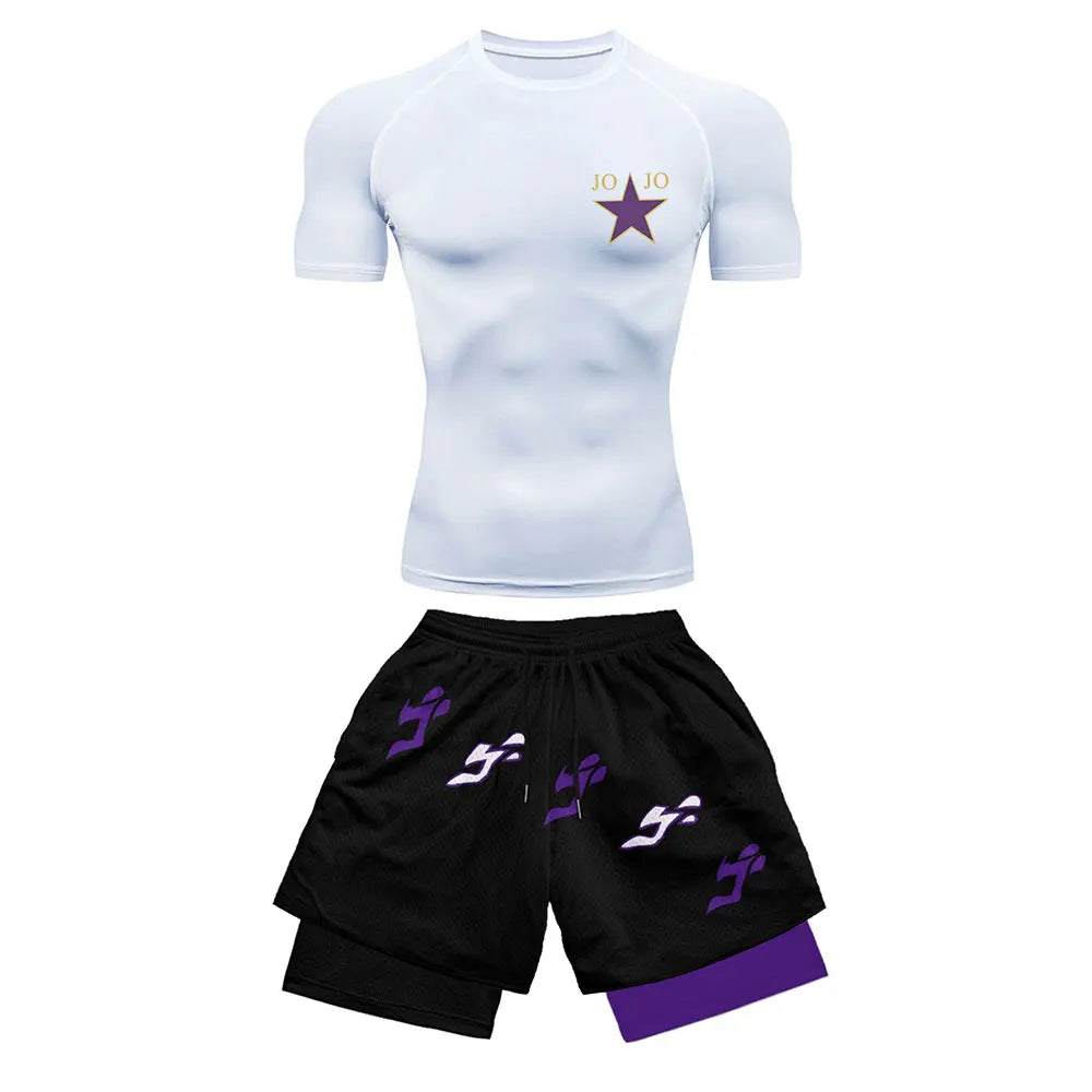 2025 Costume de sport de compression imprimé à la mode Vêtements d'été Costume athlétique pour hommes - Élégant Fitness Running Ensemble deux pièces décontracté