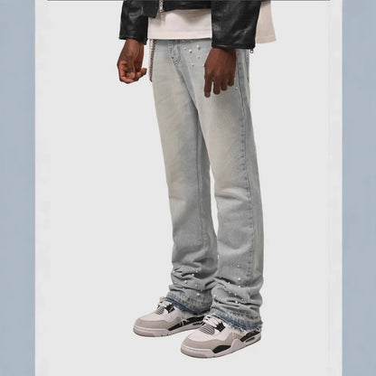 Fourrure saisons nouvelle mode hommes jean pantalon Style américain et européen haute rue élastique plissé Denim pantalon mâle vêtements