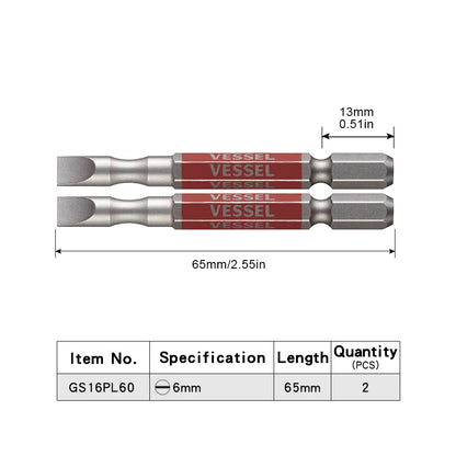 VESSEL-Jeu d'embouts de tournevis pour Phillips et vis à fente, embout magnétique à tête unique, accessoires pour outils à main, série NO.GS16