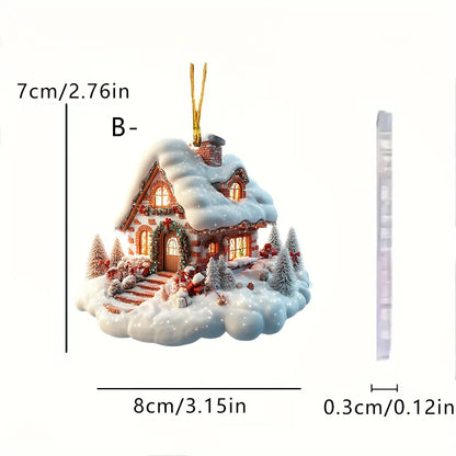 Ornements de Noël en acrylique pour la décoration de la maison, château de neige, maison, cadeau de nouvel an