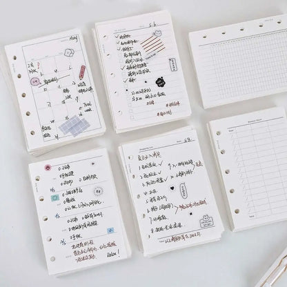 Papier de recharge, index à 5 trous, page intérieure, cartes, reliure de recharge intérieure, papier Liberty, blanc, papeterie, 50 feuilles