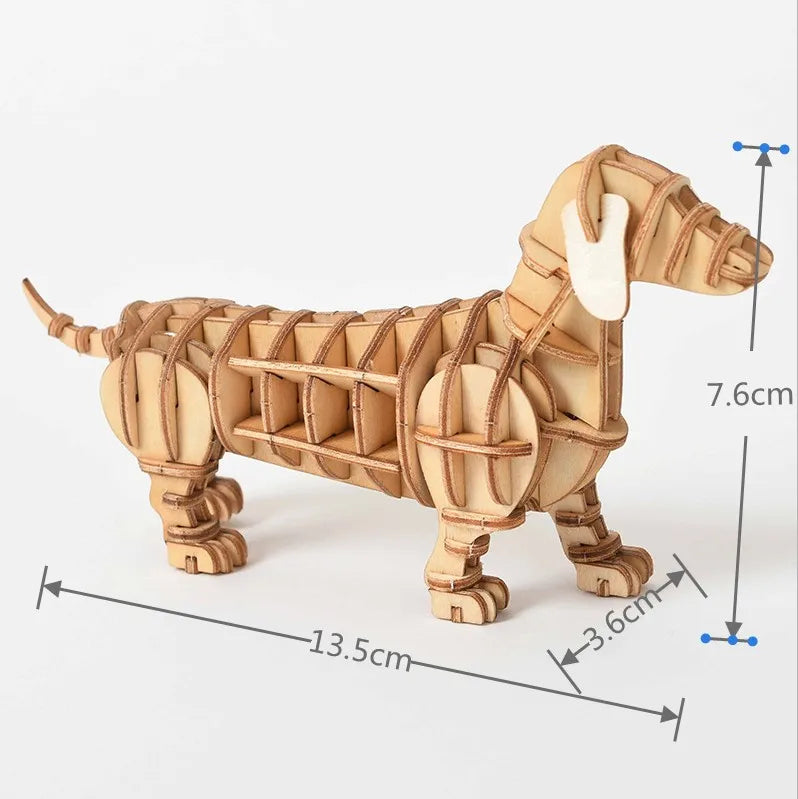 Planche de puzzle en bois 3D pour enfants, jouets d'assemblage de chat, bloc de construction fait à la main, découpé au Laser, modèle de puzzle de Koala de poisson Montessori