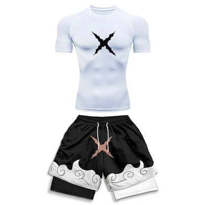 2025 Costume de sport de compression imprimé à la mode Vêtements d'été Costume athlétique pour hommes - Élégant Fitness Running Ensemble deux pièces décontracté