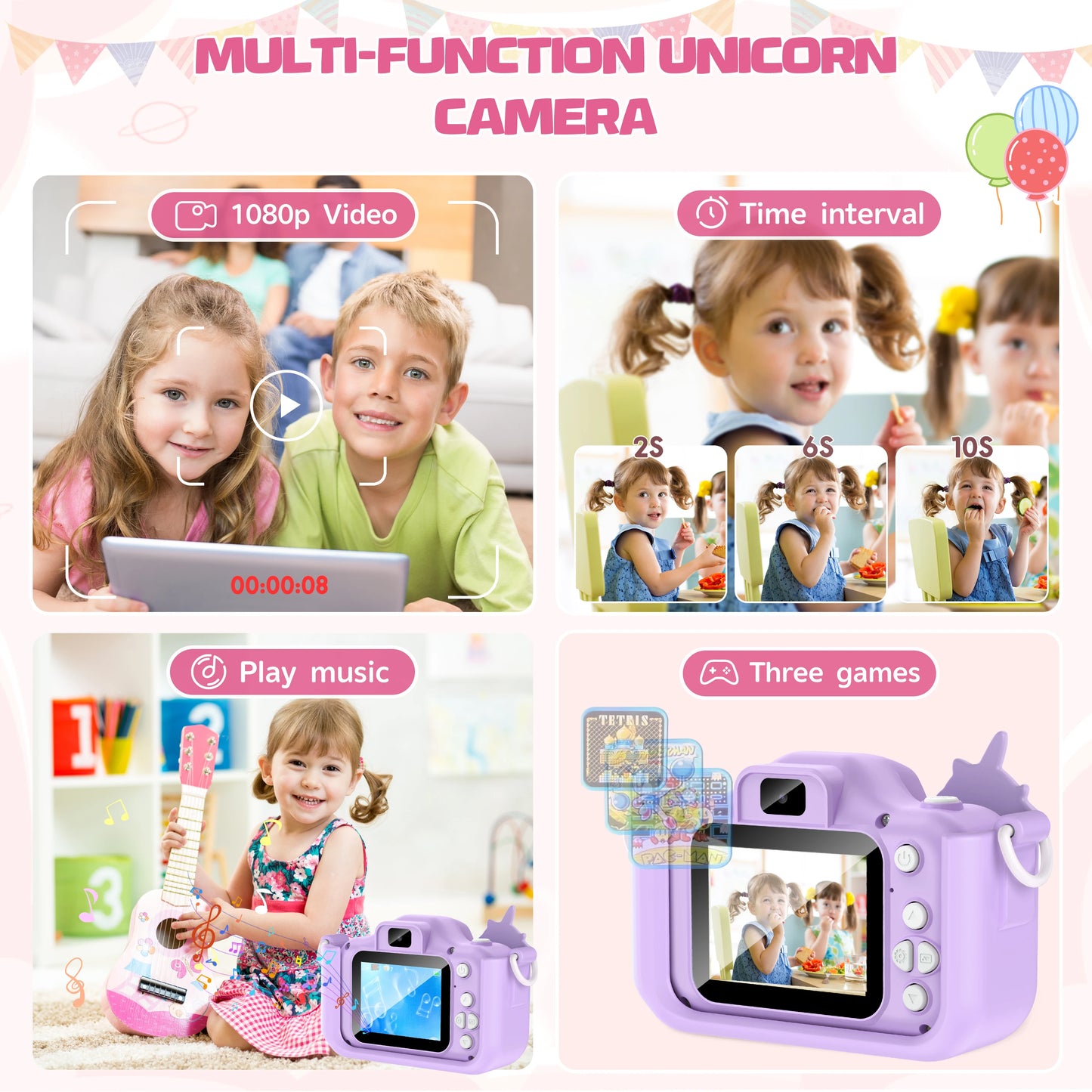 Belle licorne enfants Mini appareil photo numérique peut prendre des photos vidéo petite caméra photographie enfants cadeau d'anniversaire enfants jouets
