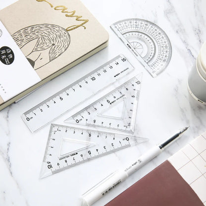 M & G- Ensemble de règles de mesure, rapporteur, règle droite, équerre