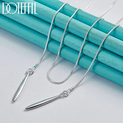 DOTEFFIL – collier chaîne serpent à Double feuille en argent Sterling 925 pour femmes, bijoux de fête de fiançailles et de mariage