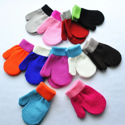 Gants d'hiver chauds pour bébés de 1 à 4 ans, mitaines tricotées en Patchwork, gants à doigts complets pour étudiants de la maternelle
