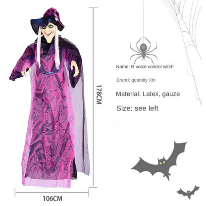 Sorcière lumineuse activée par le son d'halloween, fantôme suspendu, accessoires effrayants pour maison hantée, Bar, salle secrète, cour extérieure, fête dans le jardin
