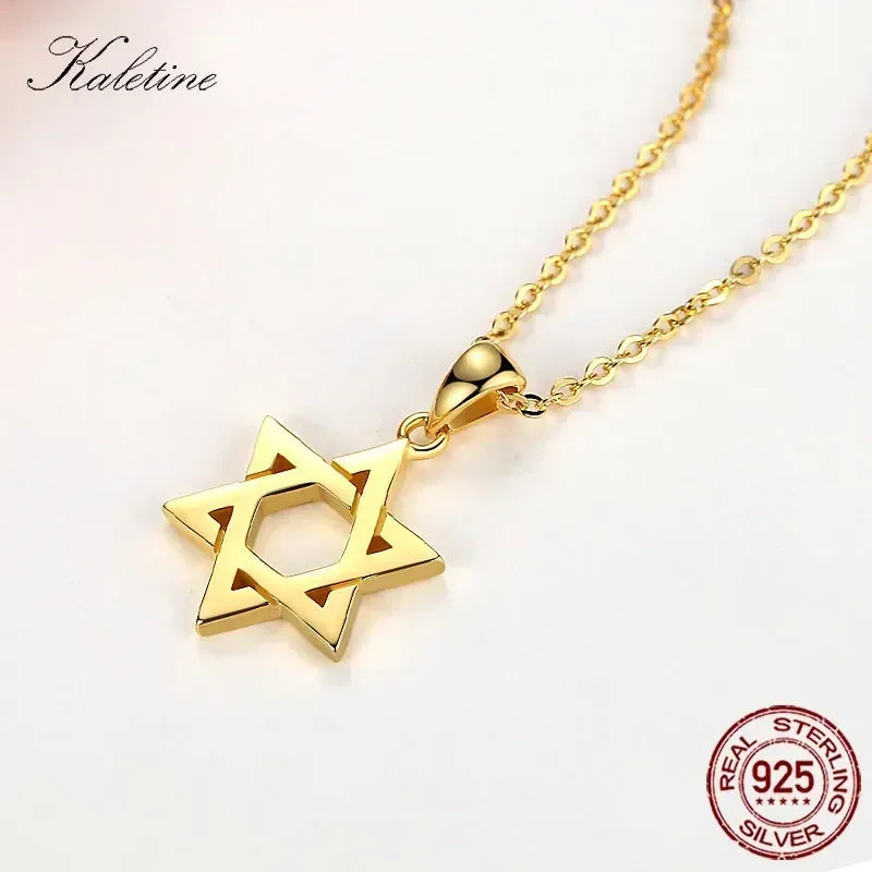 Collier en argent Sterling 925 pour hommes et femmes, étoile de David juive Magen, israël, Judaica, bijoux hébraïques, pendentifs Hanukkah, couleur or