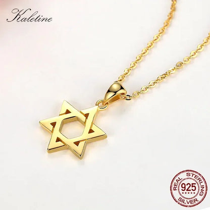 Collier en argent Sterling 925 pour hommes et femmes, étoile de David juive Magen, israël, Judaica, bijoux hébraïques, pendentifs Hanukkah, couleur or