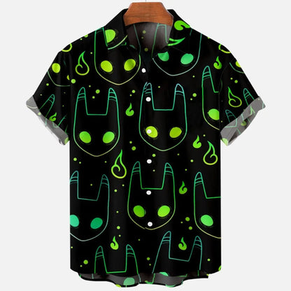 Chemise hawaïenne à manches courtes pour hommes, vêtements amples et respirants, imprimé diable horreur en 3d, été, 2024