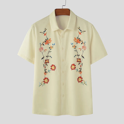 INCERUN-Chemise à manches courtes à imprimé floral pour hommes, Streetwear à revers, Vêtements d'été pour hommes, Mode de vacances, Chemises décontractées S-5XL 2024
