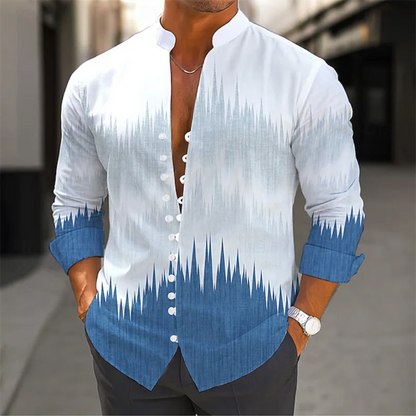 Chemise à manches longues pour hommes, transfrontalière d'été, imprimé bambou 3D, fleur, Vintage, col rabattable, manches longues, boutons
