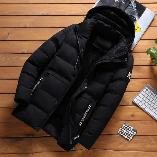 Parkas épais et chauds pour hommes, manteaux thermiques rembourrés à la mode, coupe-vent classique d'extérieur, vestes à capuche, vêtements de marque, hiver