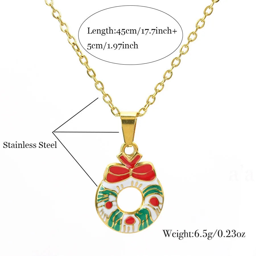 Collier thème de noël, chaîne de couleur or, couronne de flocon de neige du père noël, pendentif d'arbre de bonhomme de neige, cadeaux de Festival, accessoire saisonnier