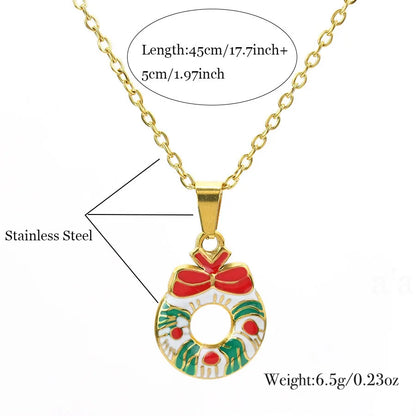 Collier thème de noël, chaîne de couleur or, couronne de flocon de neige du père noël, pendentif d'arbre de bonhomme de neige, cadeaux de Festival, accessoire saisonnier