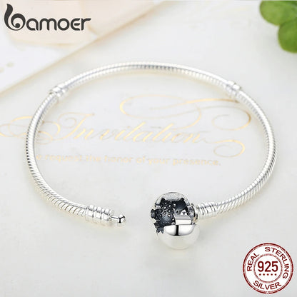 BAMOER authentique 100% 925 argent Sterling classique serpent chaîne Bracelet et Bracelet pour les femmes pavé réglage CZ bijoux fins PAS916