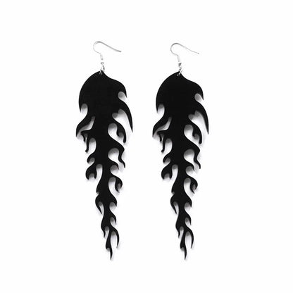 Boucles d'oreilles en acrylique JeTassel pour femmes, flammes européennes, gouttes, coeur, crâne, lame de chat, bijoux punk, gels de poisson, étoile