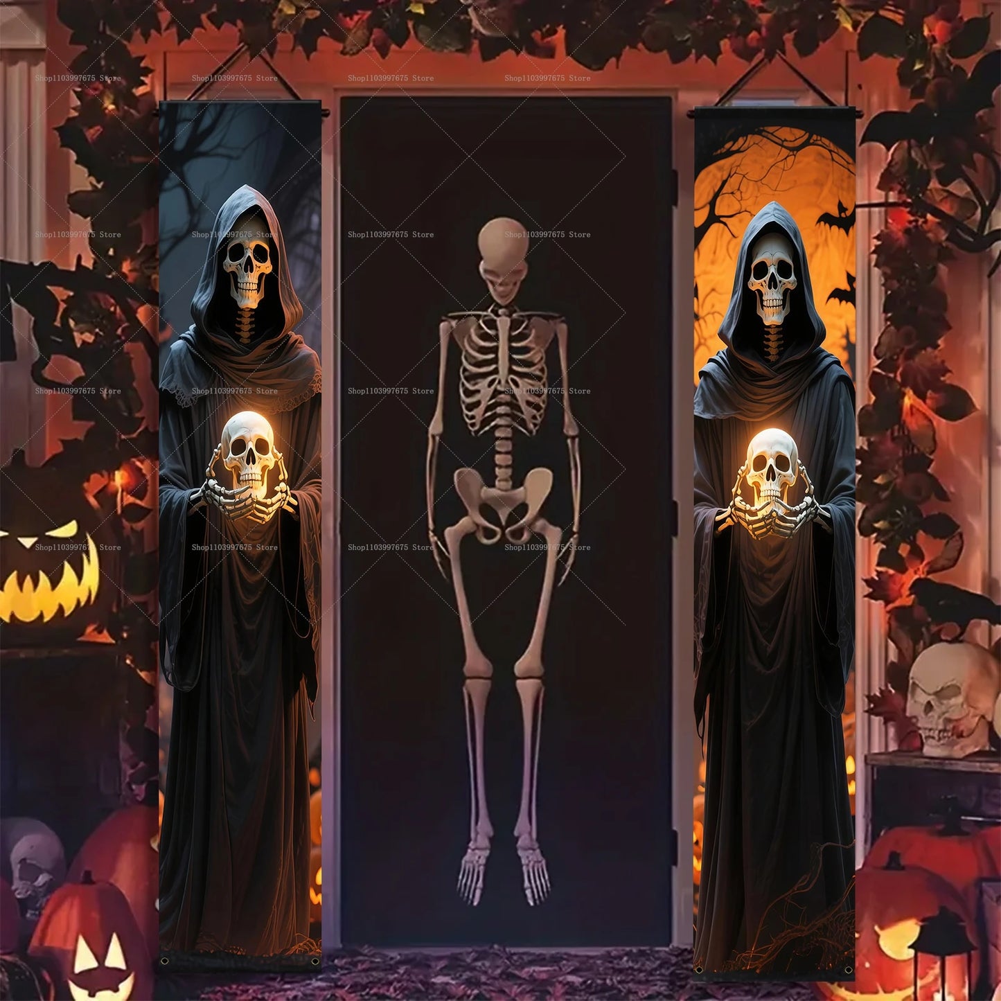 Bannière fantôme effrayante d'halloween,