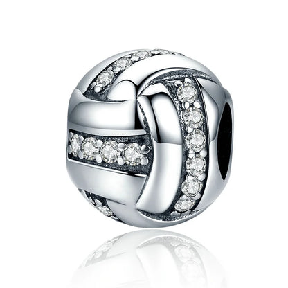 BISAER 925 en argent Sterling série balle charme Football volley-ball Tennis basket-Ball perle ajustement femmes et hommes Bracelet bricolage bijoux fins