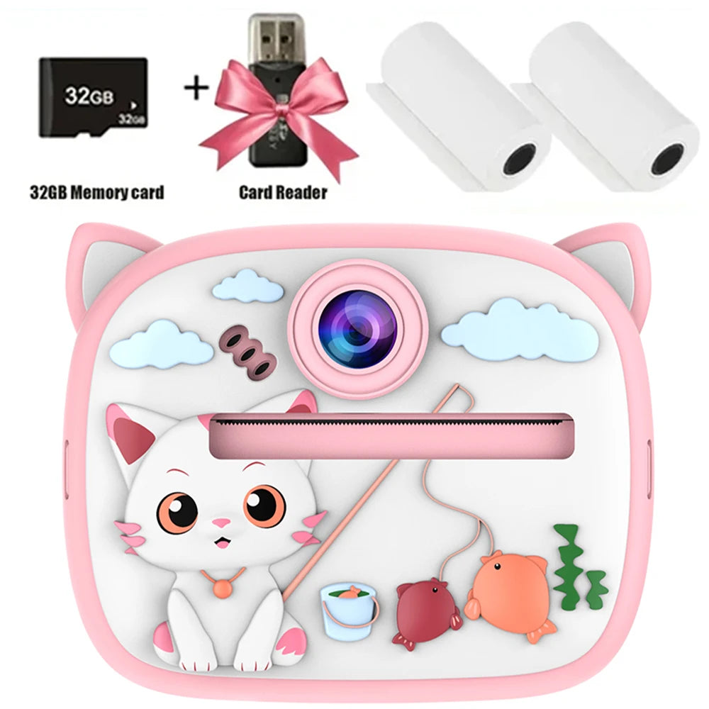 Appareil photo numérique pour enfants impression instantanée pour enfants impression thermique lapin caméra impression Photo instantanée caméra vidéo jouets + 32G mémoire C