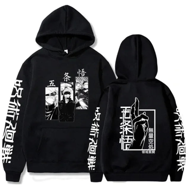 Jujutsu Kaisen Anime vêtements Satoru Gojo imprimer à capuche hommes sweat à capuche pour femme répandu Streetwear Harajuku Manga unisexe sweat