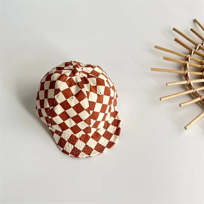Casquette de baseball à bords souples pour enfants, chapeau de protection solaire pour bébé, ombrage, damier, mode, garçon, fille, 9832A