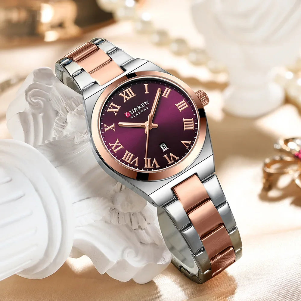 CURREN montre femmes,  Bracelet en acier inoxydable montres analogiques Date