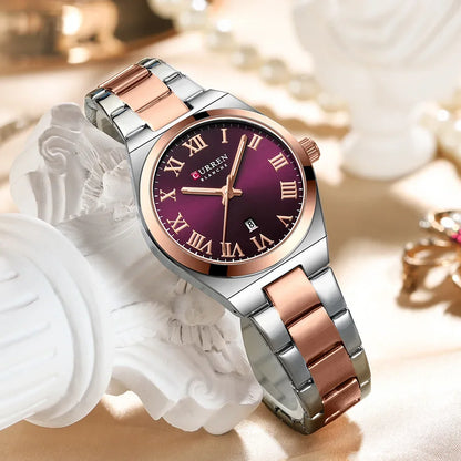 CURREN montre femmes,  Bracelet en acier inoxydable montres analogiques Date