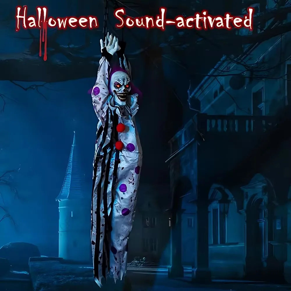 Accessoires de décoration d'horreur pour maison hantée, fantôme électrique, clown à commande vocale, Halloween