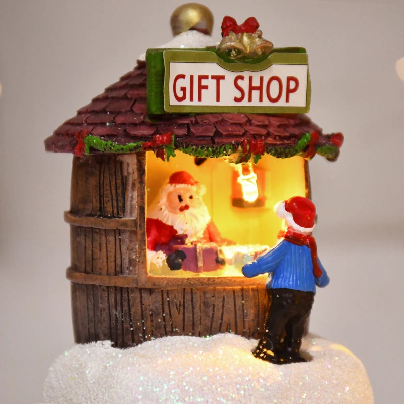Ornement de maison du père Noël LED en résine, décoration de la maison de bureau, artisanat de paysage de cabine plonger oyant, cadeau de Noël, nouvel an, 2025