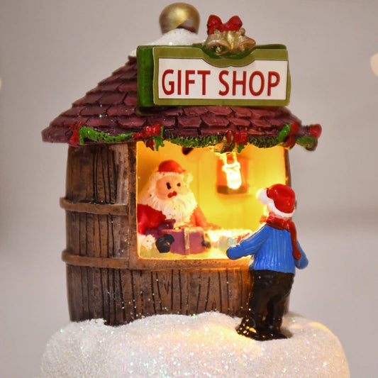 Ornement de maison du père Noël LED en résine, décoration de la maison de bureau, artisanat de paysage de cabine plonger oyant, cadeau de Noël, nouvel an, 2025