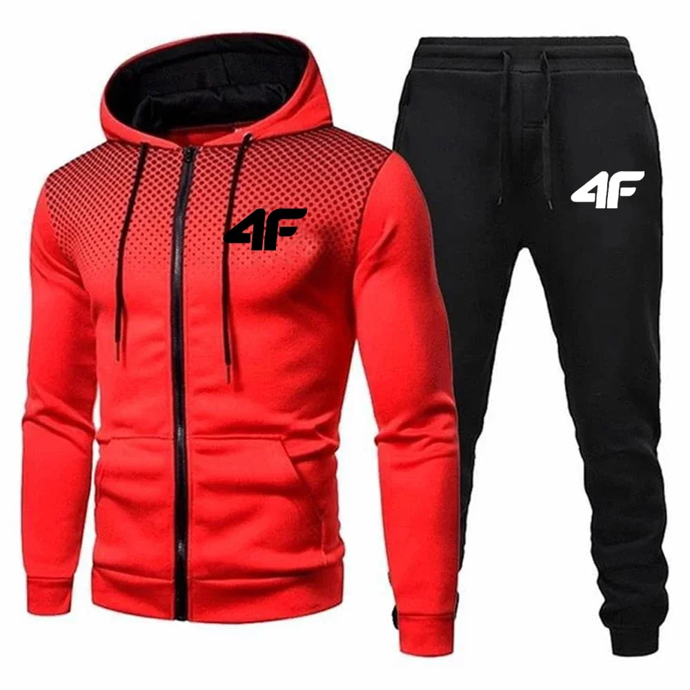 Automne hiver hommes survêtement Jogging pantalons de survêtement 2 pièces ensemble Sport veste à glissière + pantalon de course costume décontracté impression vêtements