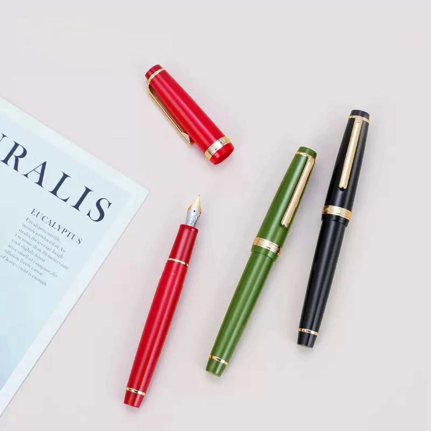 Jinhao-Stylo à plume en acrylique 82 avec clip doré, plume de 0.5mm, rose, vert,