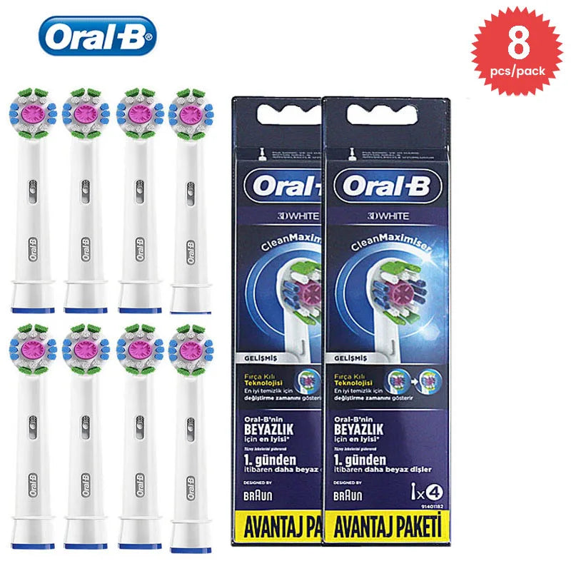 Têtes de brosse à dents de rechange Oral B EB18, 3D White Tooth, livres avancés et blanchiment, têtes de brosse à dents électriques, buses pour tous les jours