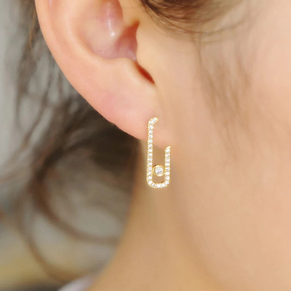 Boucles d'oreilles minimalistes en argent Sterling 925 pour femmes, 1 pièce, sans mouvement, en pierre Cz, bijoux de luxe délicats à la mode