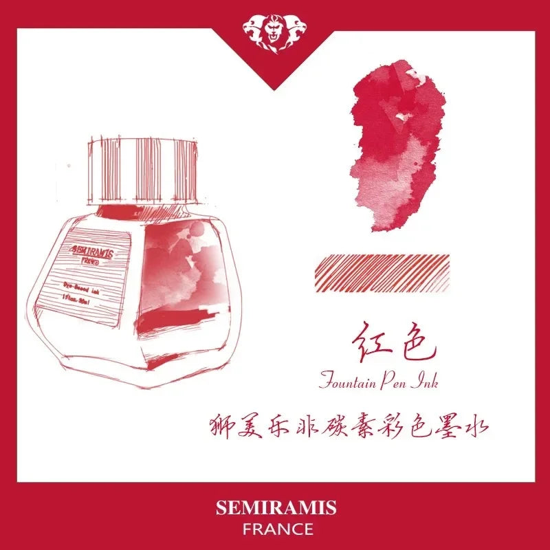 SEMIRAMIS 25 couleurs 30 ml  encre stylo plume sans carbone