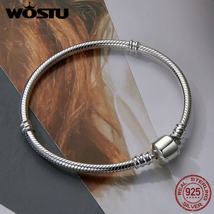 Luxe 100% argent Sterling 925 Original 3 Styles chaîne Bracelet Bracelet pour femmes ajustement bricolage breloque perle authentique bijoux fins cadeau
