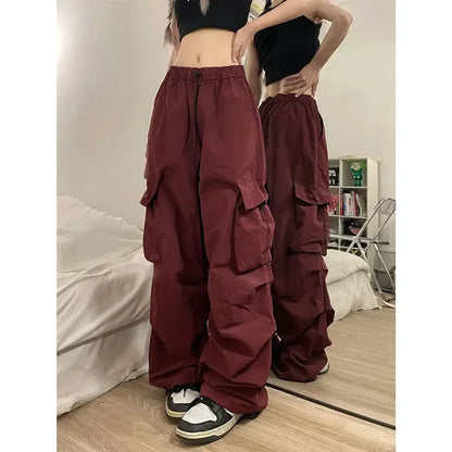 Mode 2025 femmes pantalons américain haute rue femme décontracté ample Cargo pantalon femme armée vert pantalon Streetwear