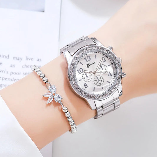 Montres Genève pour femmes, biscuits classiques, mode dames, or, horloge