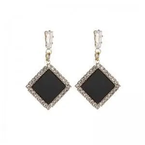 Boucles d'oreilles rondes en argent S925, strass assortis avec tout, simples, goutte d'eau noire,