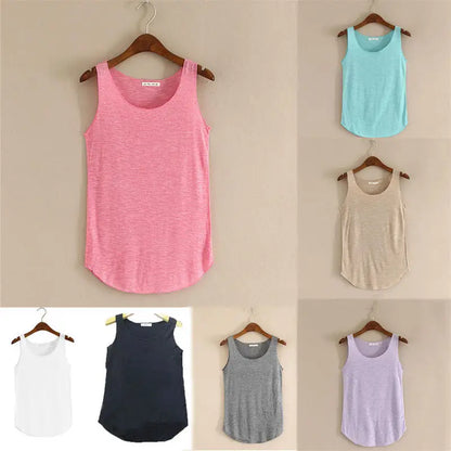 Débardeur de Fitness d'été-T-Shirt ample en coton, grande taille, col rond, Slim, hauts à la mode pour femmes, tenue décontracté