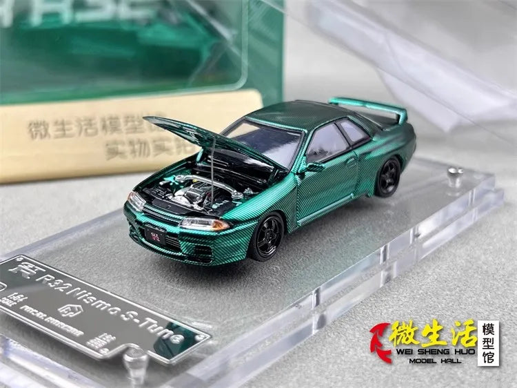 Stock 1:64 GTR R33 400R Skyline R32 R35 modèle de voiture moulée sous pression en alliage, jouet pour adolescents, à collectionner, cadeau d'anniversaire pour enfants.