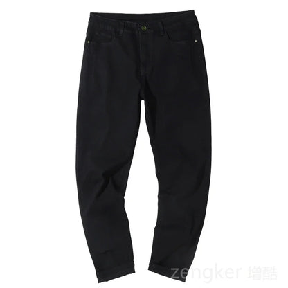 Jean de printemps noir pour hommes, pantalon crayon élastique, sarouel, ample, grande taille, long, 44 46, nouvelle collection