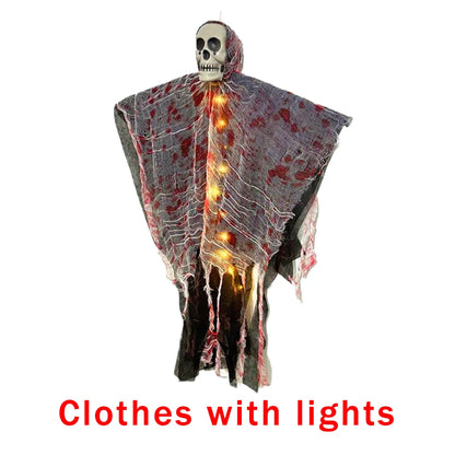 Fantômes de crâne d'halloween suspendus, décoration de maison hantée d'horreur, accessoires lumineux pour intérieur et extérieur, accessoire de scène de fête de pâques