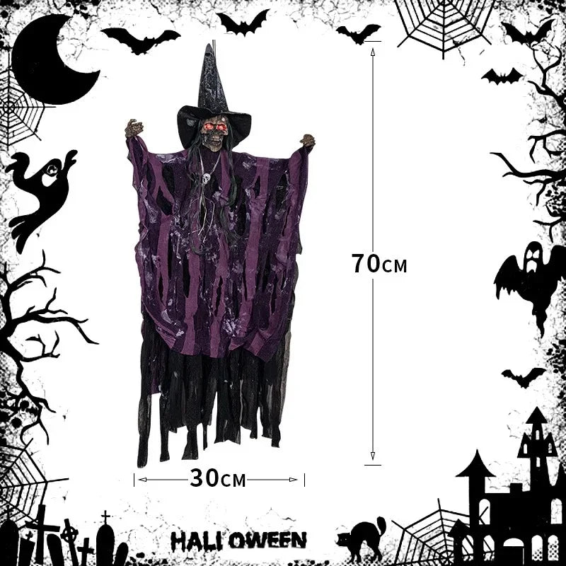 Pendentif Effrayant à Commande Vocale pour Halloween, Crâne, Fantôme, Ornements pour Pelouse, Jardin, ix, Accessoires de Décoration de Maison Hantée