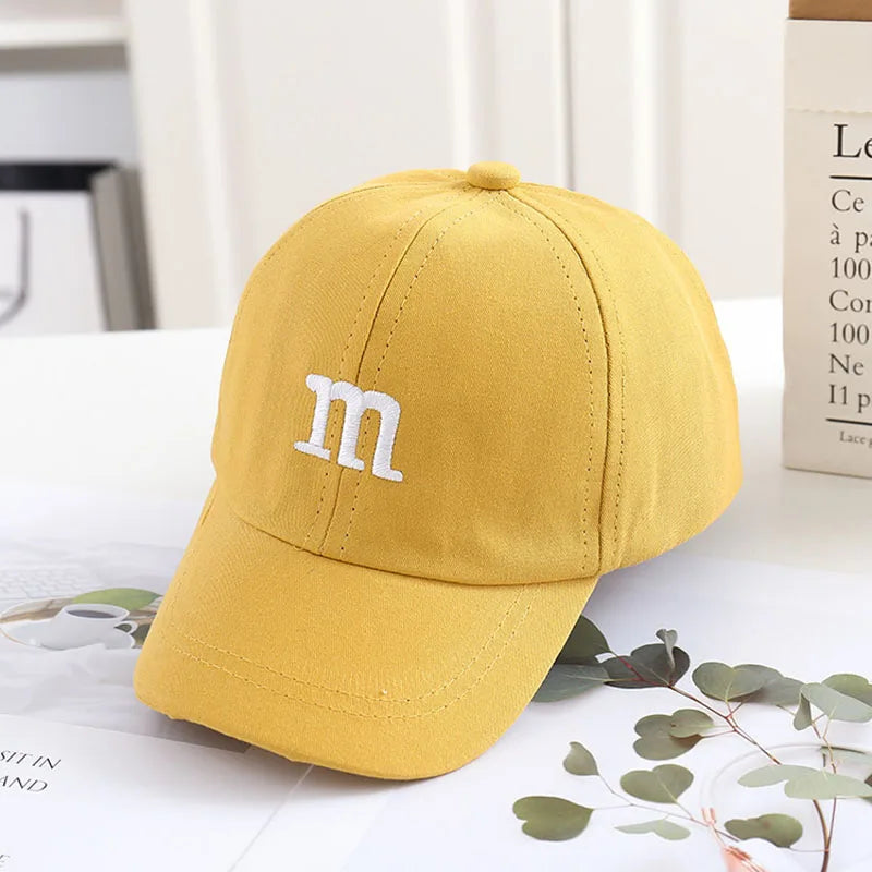 Casquette de baseball brodée lettre M pour enfants, chapeau de soleil pour bébé, casquettes à visière pour tout-petits, printemps, été, fille, garçon