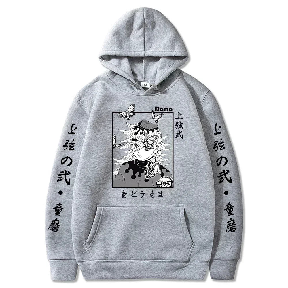 Sweat à capuche pour hommes et femmes, imprimé graphique Douma, décontracté, ample, Harajuku, unisexe, automne, chaud, tendance, Anime Demon Slayer