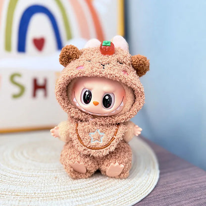 Boîte aveugle de deuxième génération LabubuBU vêtements pendentif visage en vinyle LABUBU série de fête assise vêtements de bébé mignons boîte aveugle jouets