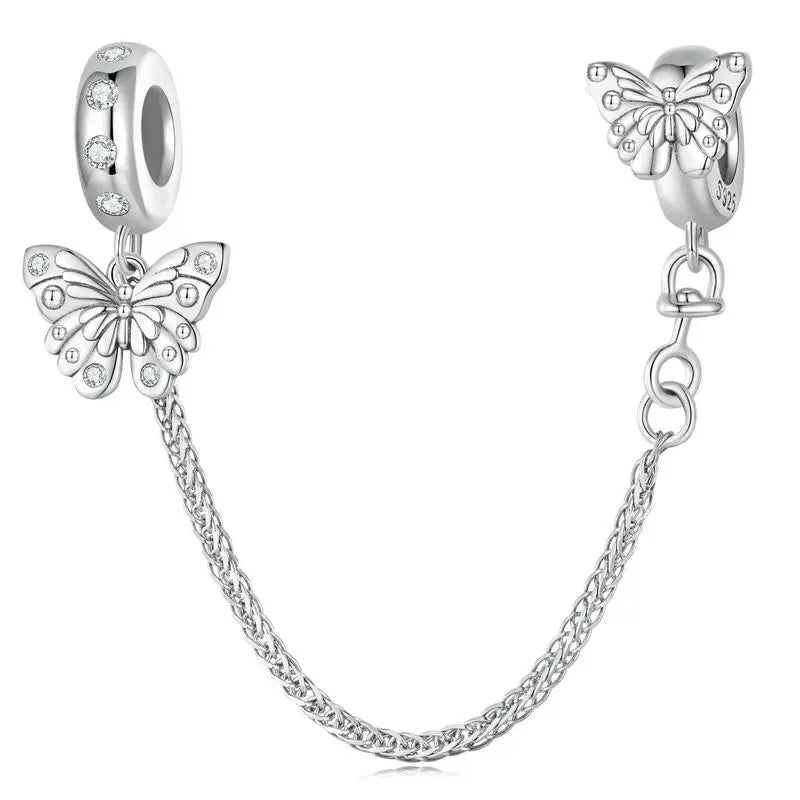 Meilleure vente 100% argent Sterling 925 la clé de coeur silicone sécurité chaîne breloque Wostu Original perles Bracelet bijoux CQC606